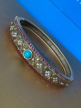 Heidi Daus Daily Double Bronze-Tone Crystal Bangle Bracelet Multi SZ S